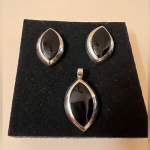 925 Marquise Black and Silver Jewelry Set